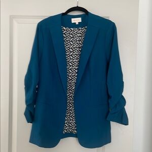 Skies Are Blue Raja Collarless Blazer with Ruched Sleeves
